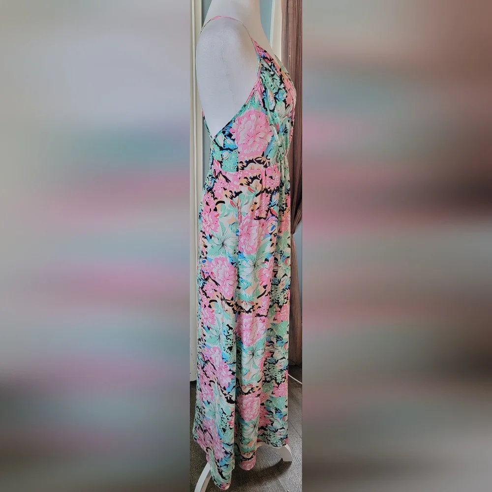 Yumi Kim X Revolove Pastel Paridise Maxi Dress Womens S Pink & Mint 100% Silk - Picture 4 of 14